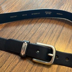 Fossil Black Leather Medium Belt
